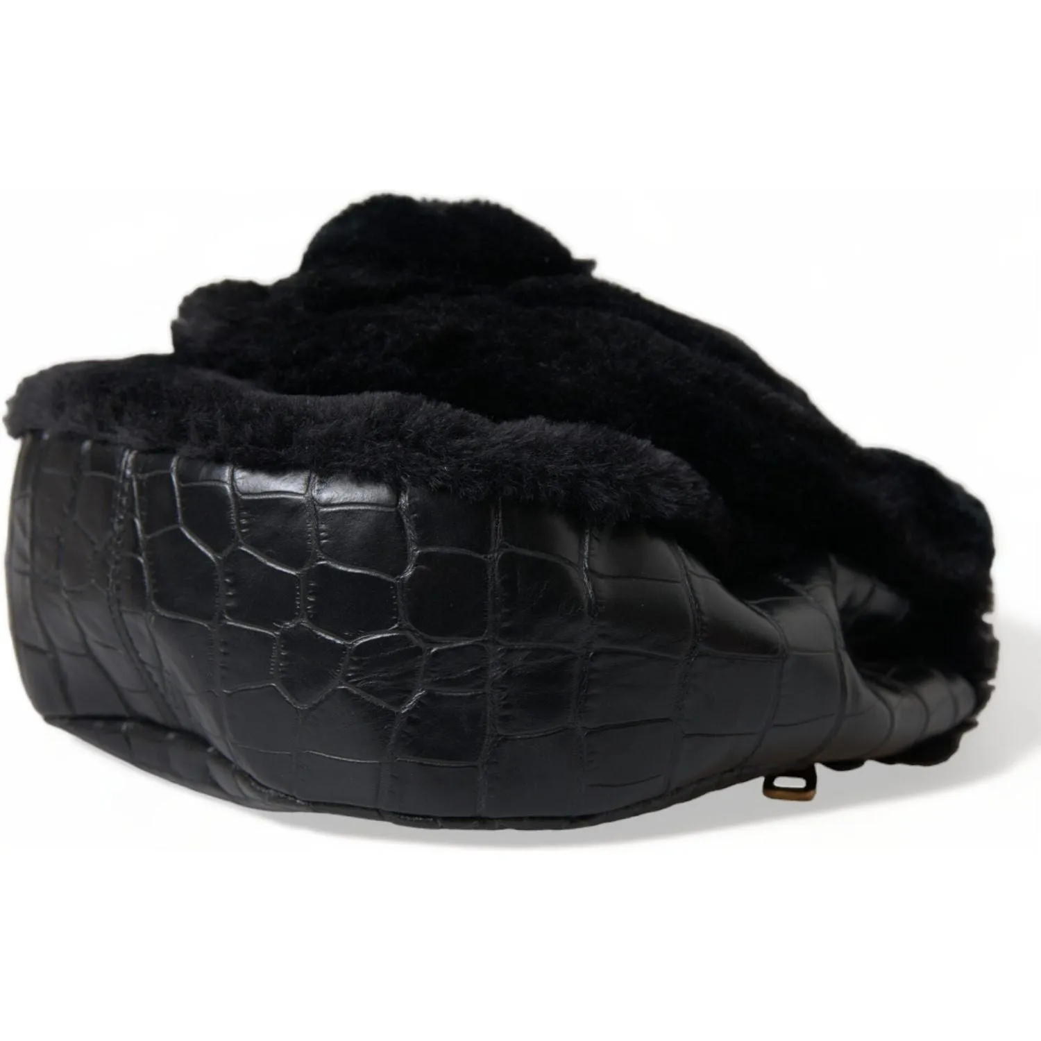 Dolce & Gabbana Exquisite Croc-Embossed Panther Shoulder Bag