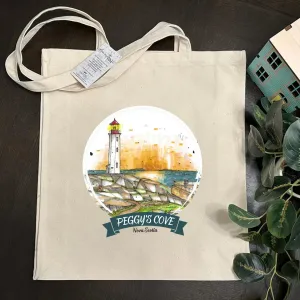 Downtown Sketcher Canvas Tote - Peggy's Cove Lighthouse