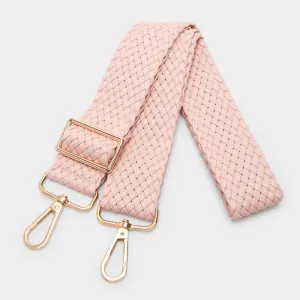Faux Leather Braided Bag Strap - Pink
