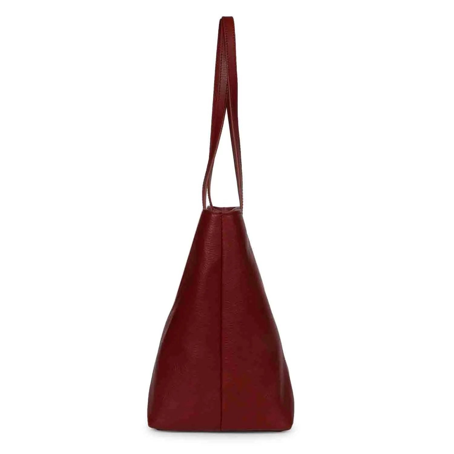 Favore Maroon Leather Structured Shoulder Bag