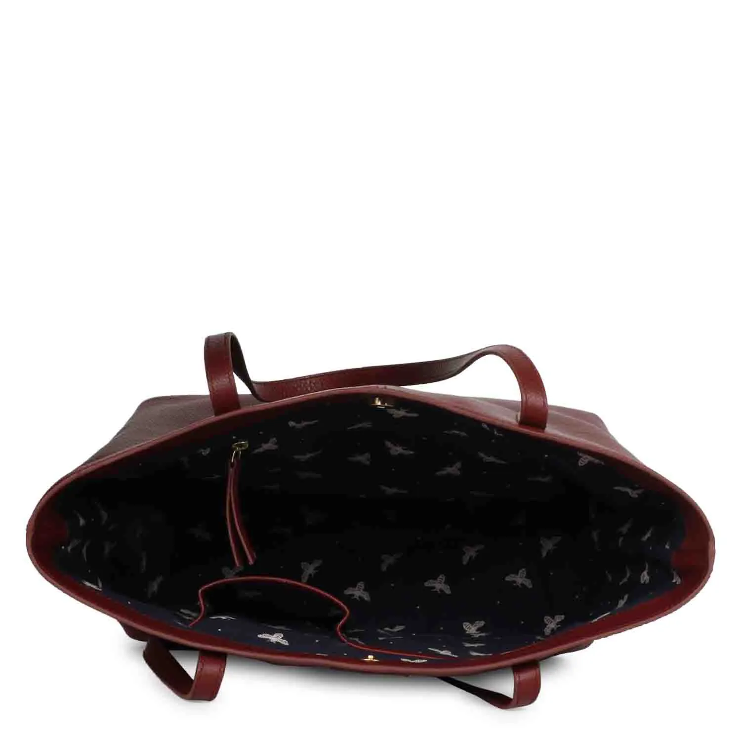 Favore Maroon Leather Structured Shoulder Bag