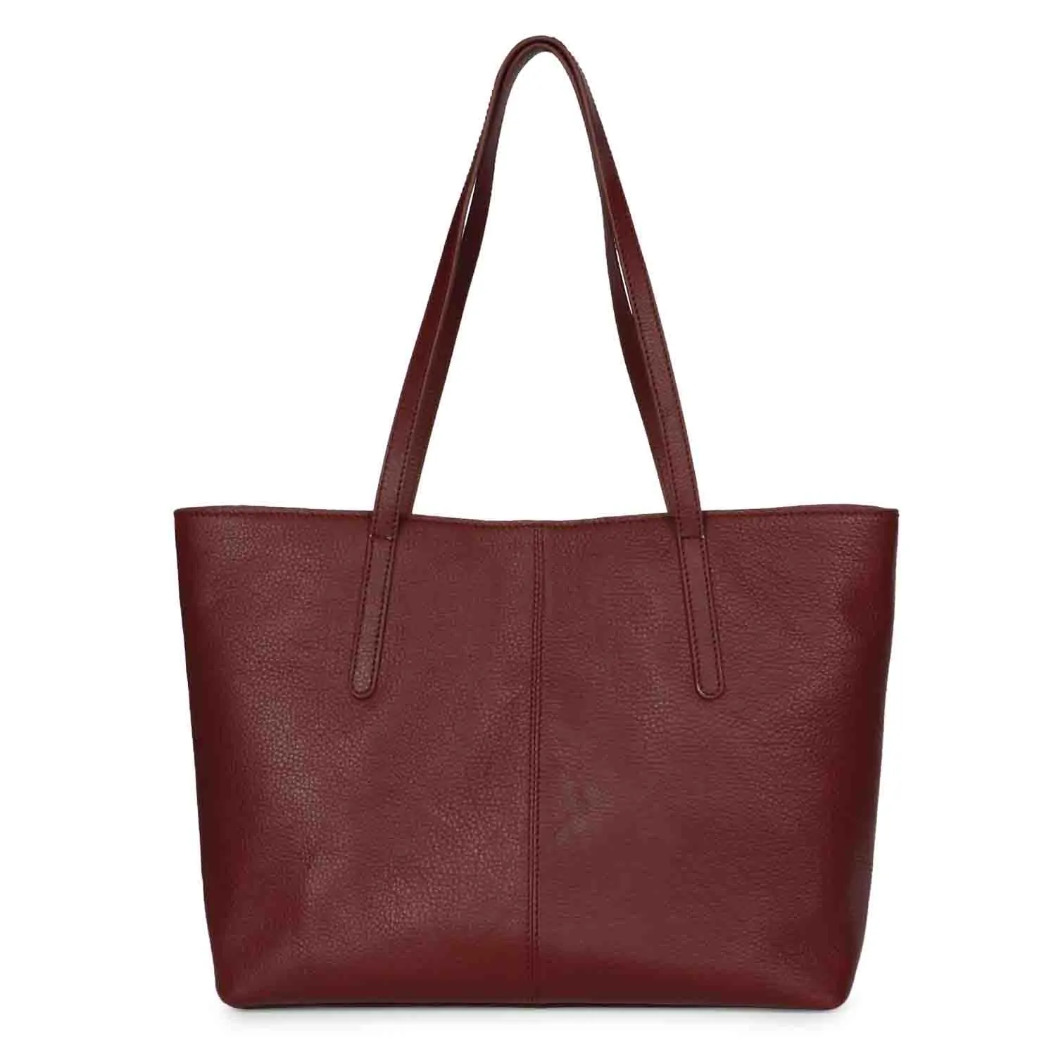 Favore Maroon Leather Structured Shoulder Bag