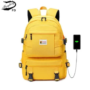 Fengdong fashion yellow backpack children school bags for girls waterproof