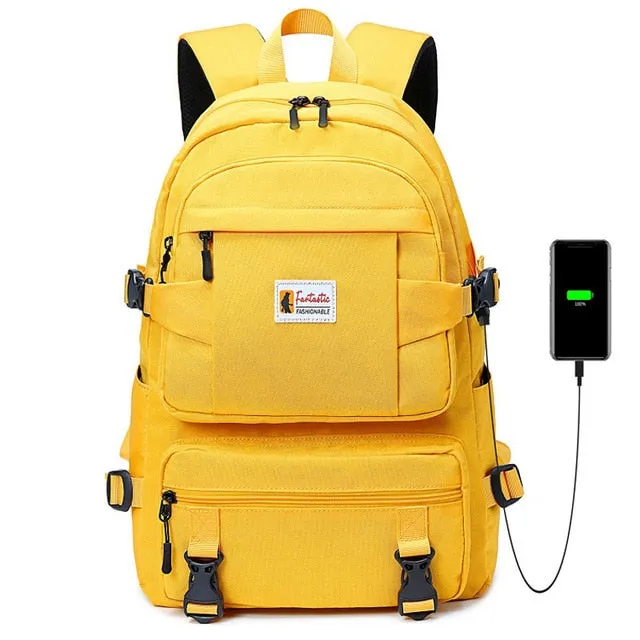 Fengdong fashion yellow backpack children school bags for girls waterproof