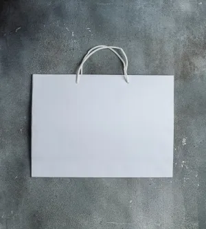 FSC® White Kraft Unlaminated Rope Handle Paper Bags - 440x120x320mm