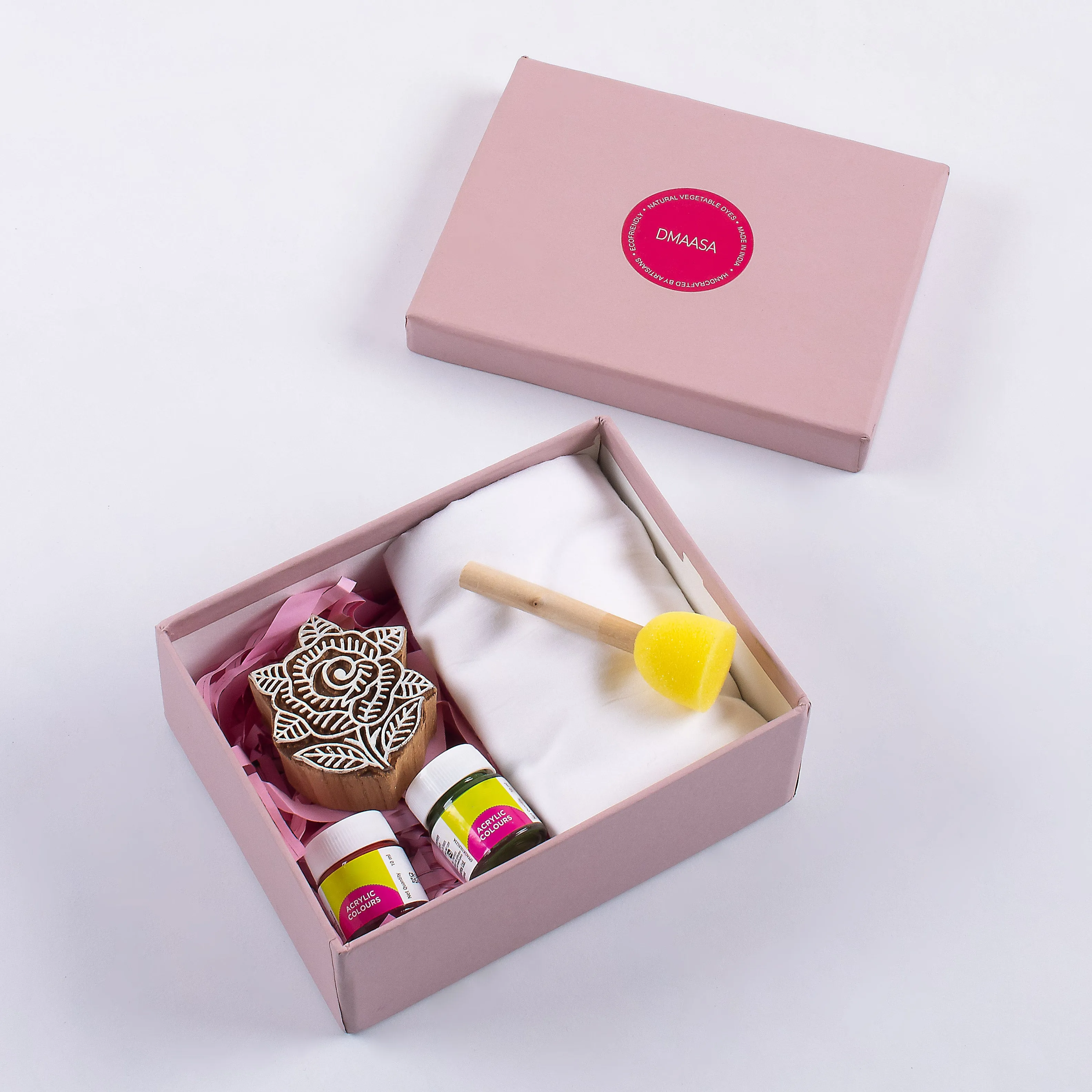Handmade Wooden Block Printing Kit with Soft Scarf