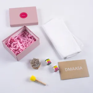 Handmade Wooden Block Printing Kit with Soft Scarf
