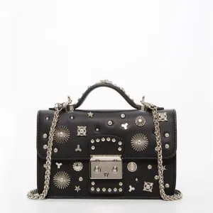Hollywood Studded Leather Crossbody Black