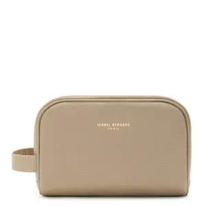 Honoré Blaize taupe calfskin leather toiletry bag