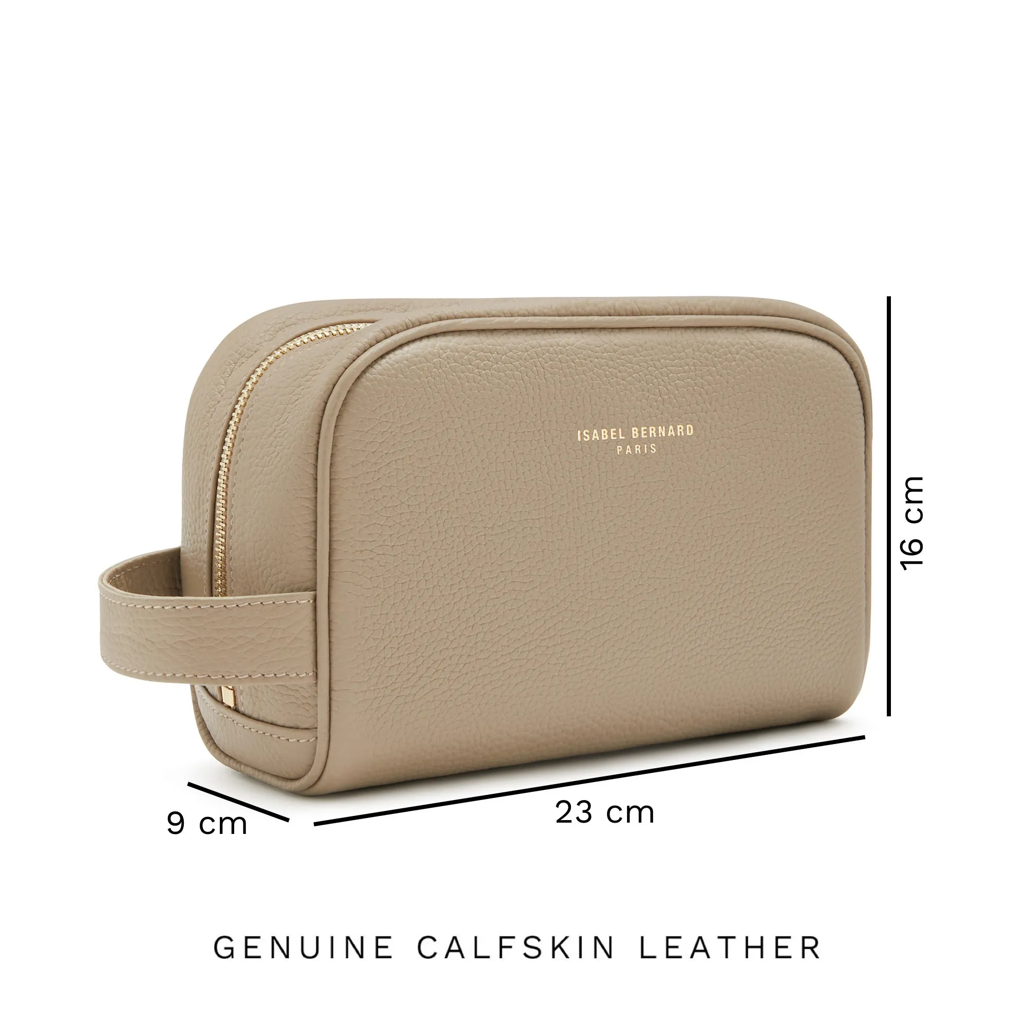 Honoré Blaize taupe calfskin leather toiletry bag