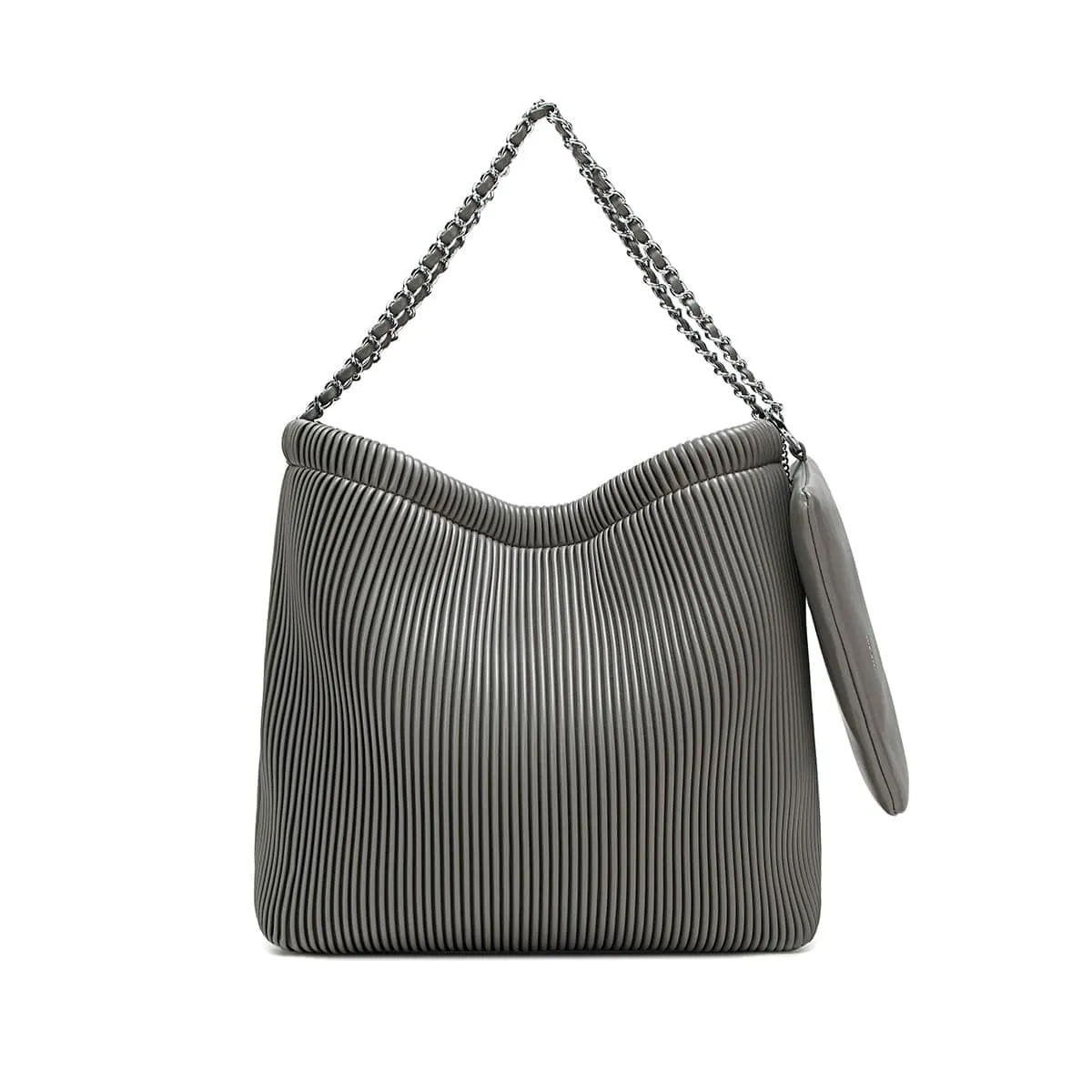 Isabella Shoulder Bag - Grey Pleated