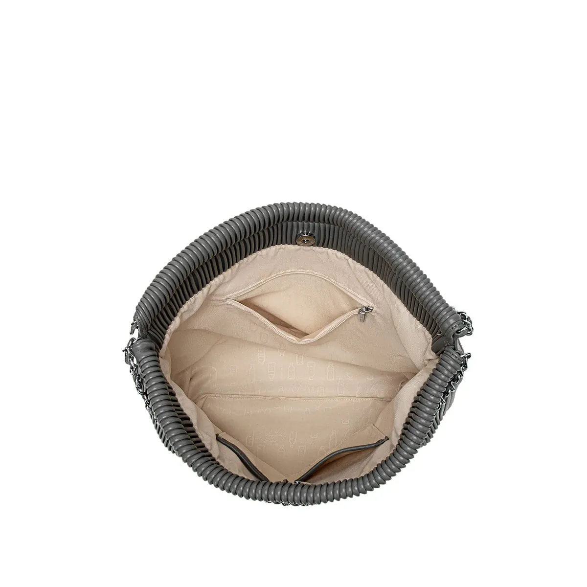 Isabella Shoulder Bag - Grey Pleated