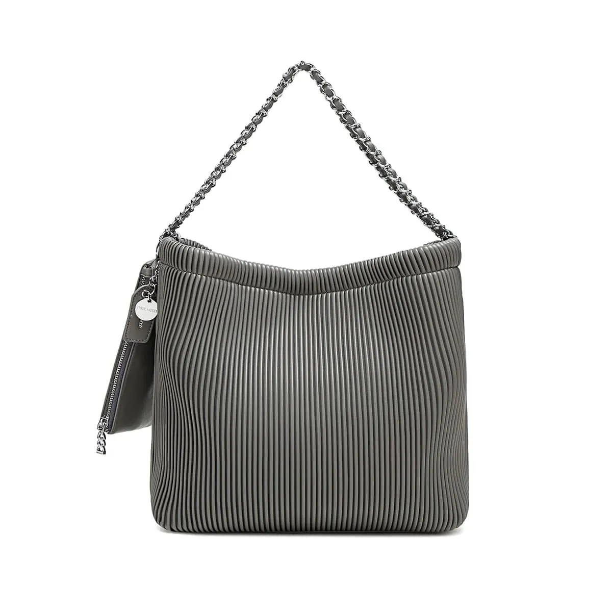 Isabella Shoulder Bag - Grey Pleated