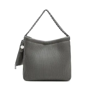 Isabella Shoulder Bag - Grey Pleated