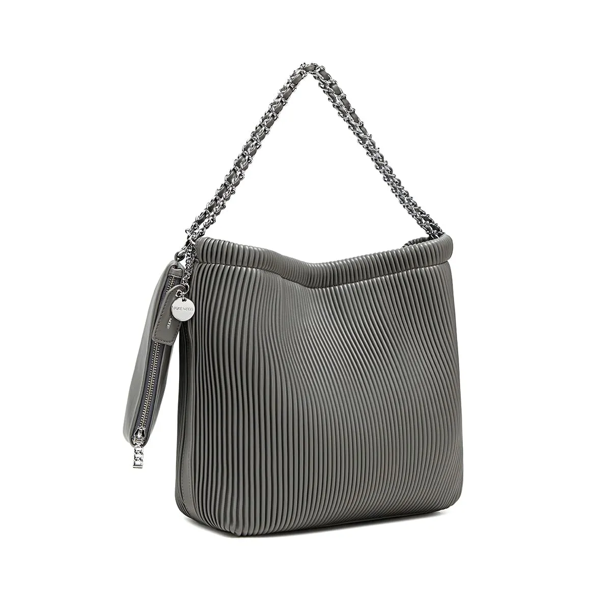 Isabella Shoulder Bag - Grey Pleated