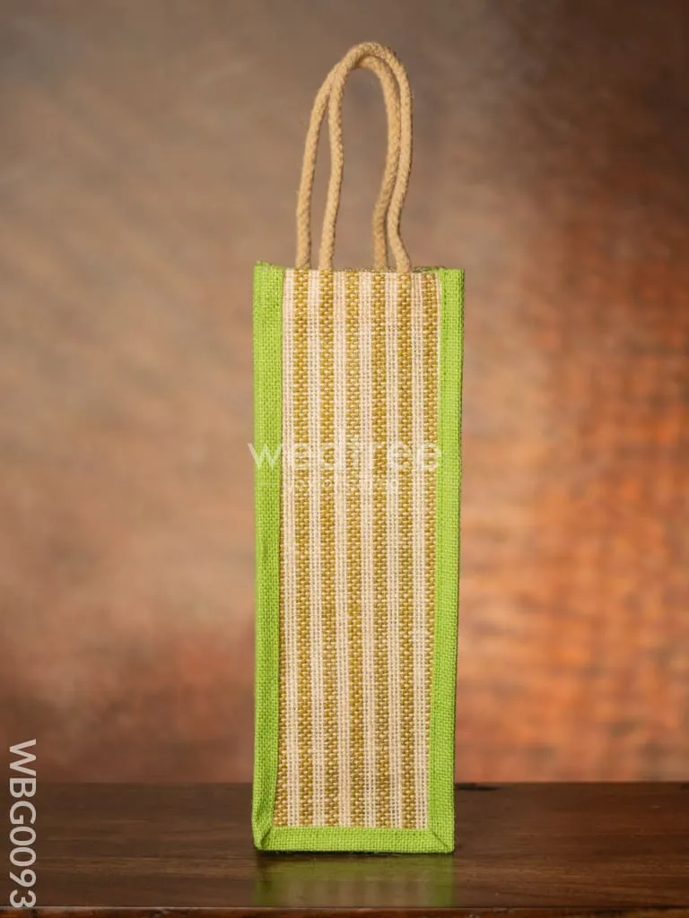 Jute Bag for Water Bottle with Vertical Stripes - WBG0093