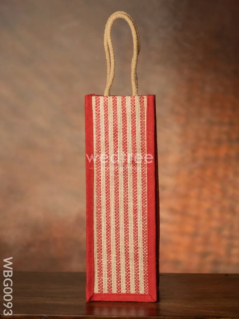 Jute Bag for Water Bottle with Vertical Stripes - WBG0093