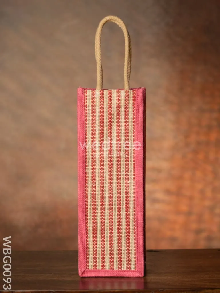 Jute Bag for Water Bottle with Vertical Stripes - WBG0093