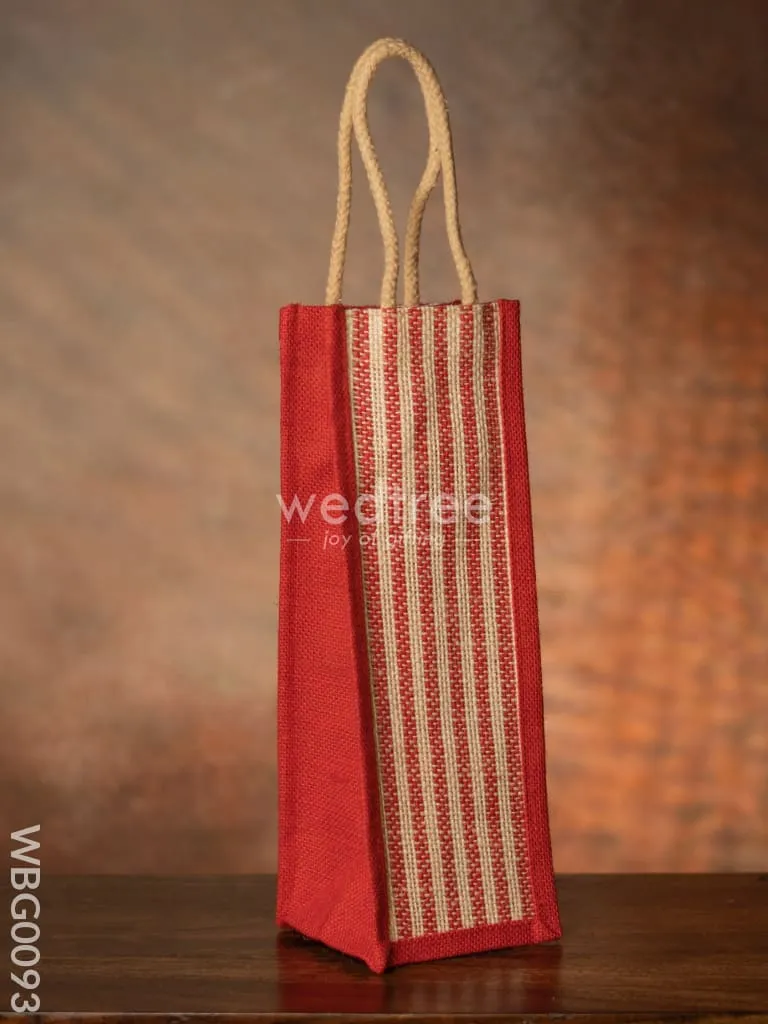 Jute Bag for Water Bottle with Vertical Stripes - WBG0093