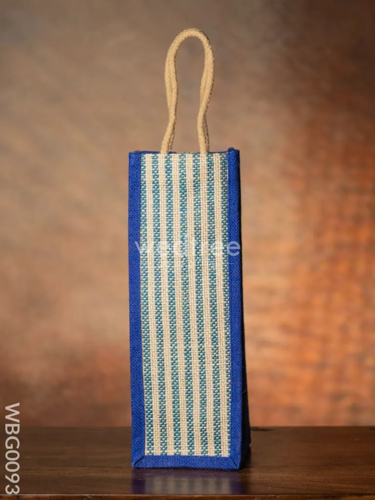 Jute Bag for Water Bottle with Vertical Stripes - WBG0093