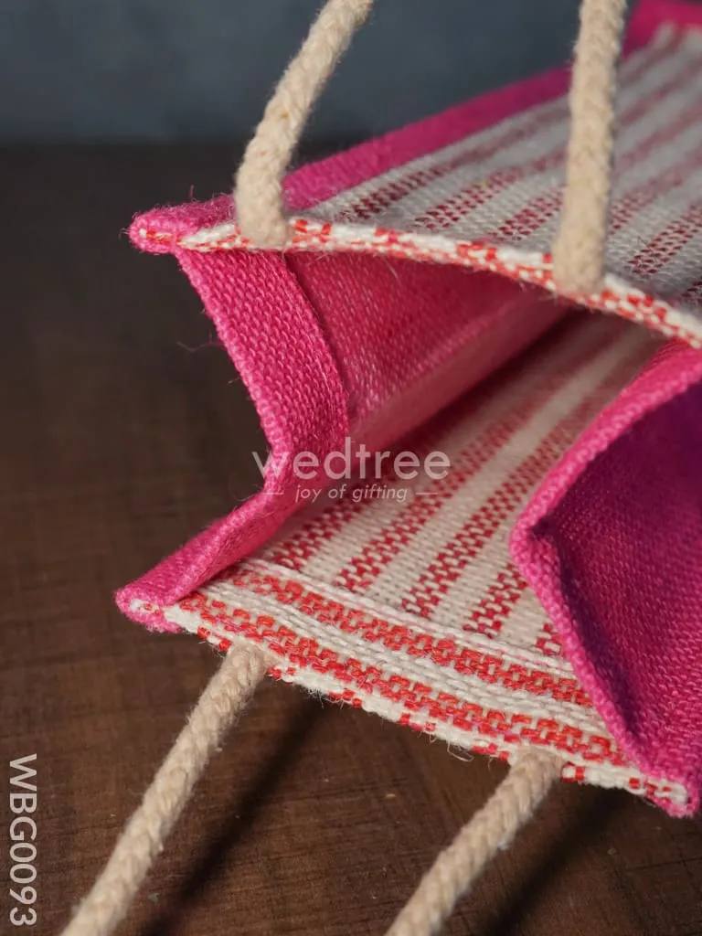Jute Bag for Water Bottle with Vertical Stripes - WBG0093