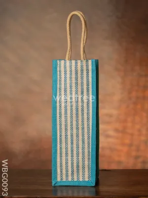 Jute Bag for Water Bottle with Vertical Stripes - WBG0093