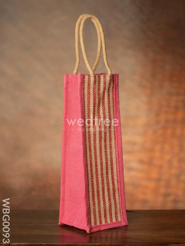 Jute Bag for Water Bottle with Vertical Stripes - WBG0093