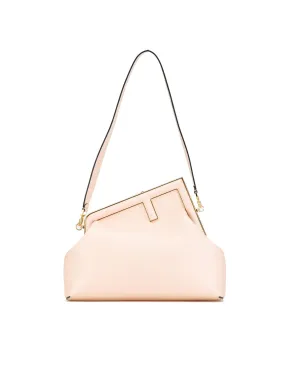 Leather Shoulder Bag with Detachable Strap and Clasp Closure