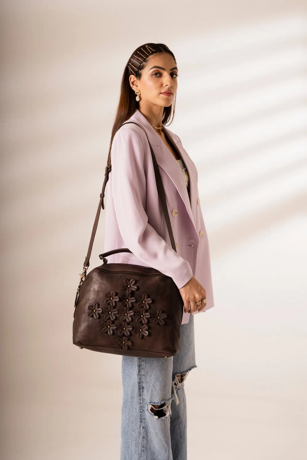 Lille 3d Floral  Bowler Bag