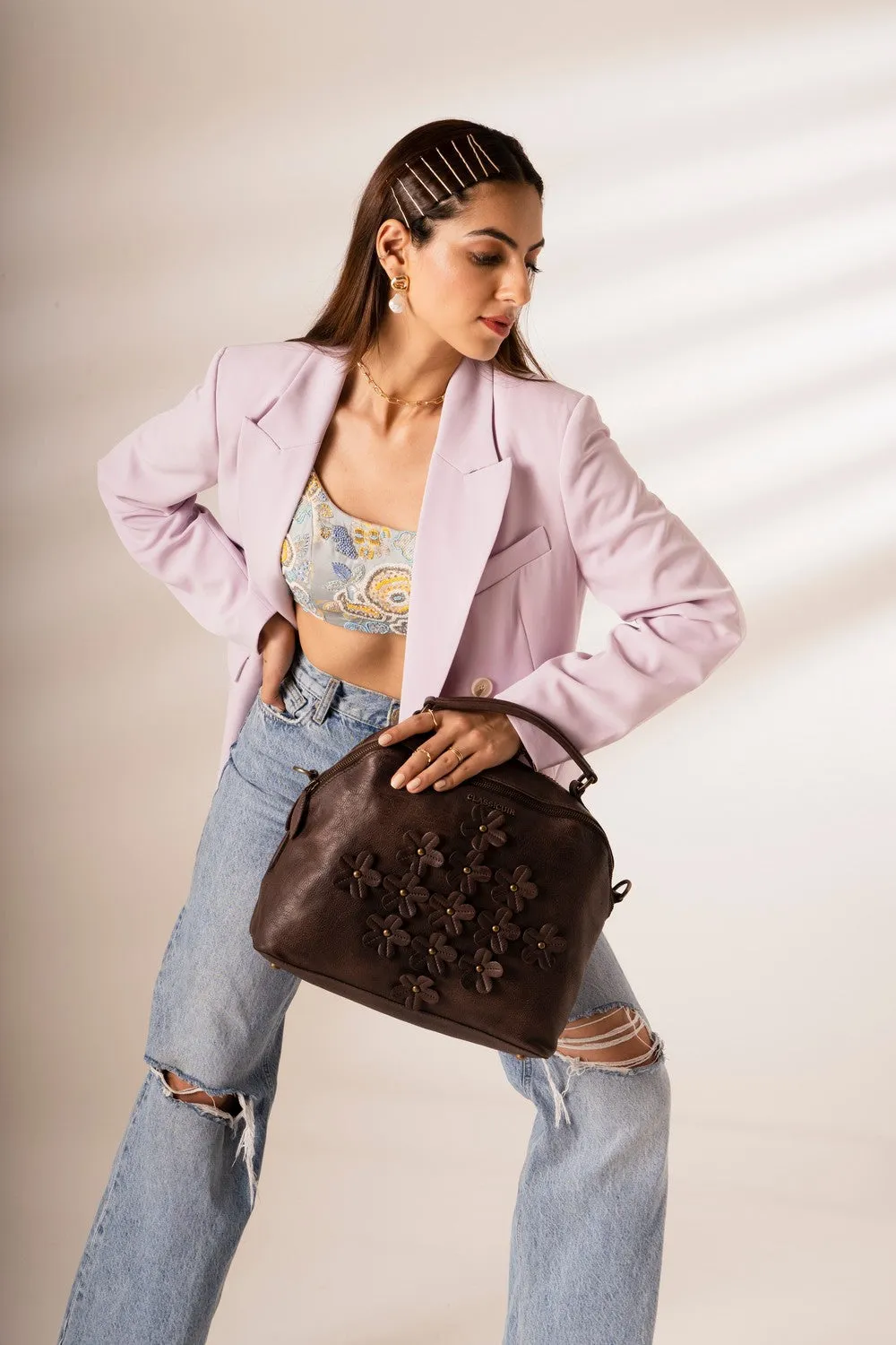 Lille 3d Floral  Bowler Bag