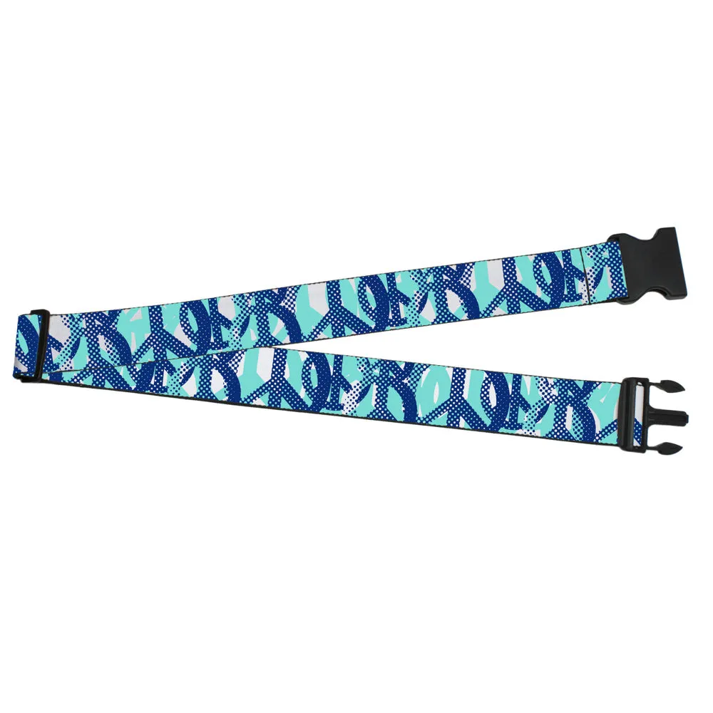 Luggage Strap - 2.0" - Peace Dots White/Blue
