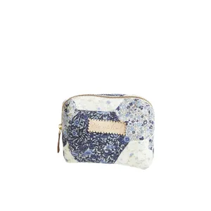 Maya Aster Print Patchwork Cosmetic Bag In Blue