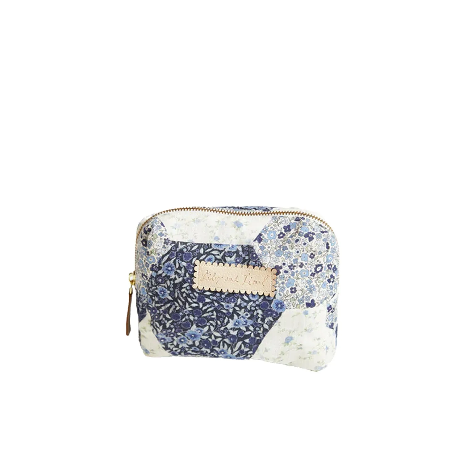 Maya Aster Print Patchwork Cosmetic Bag In Blue