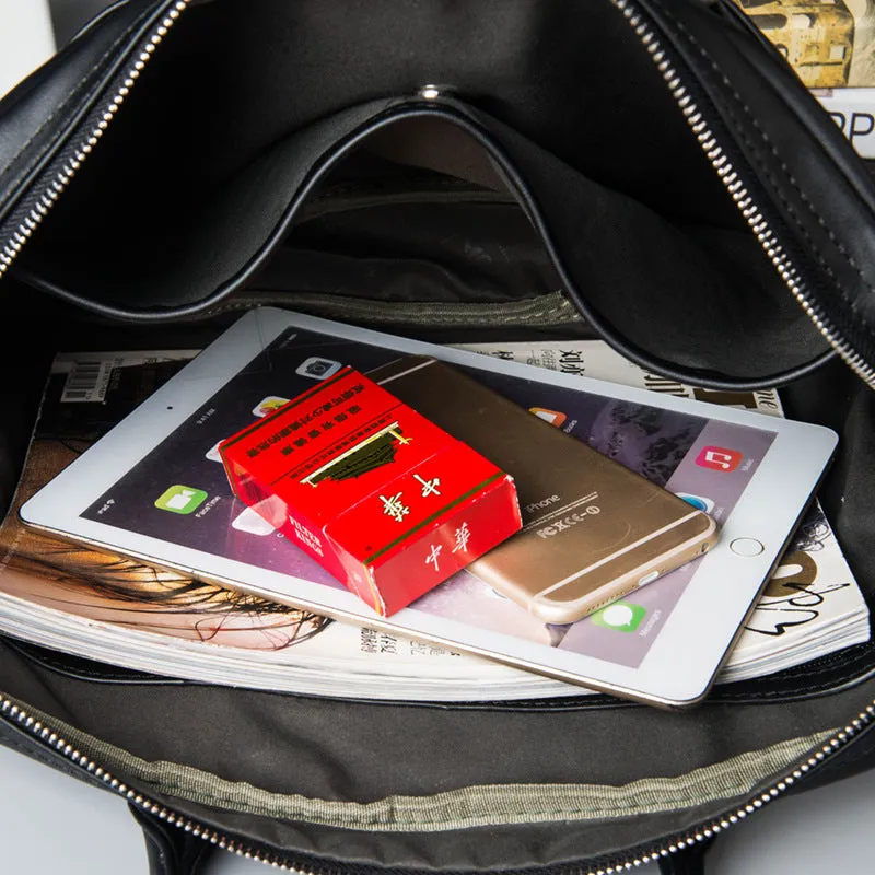 Men's Leather Portable Briefcase & Document Bag - GlamzLife