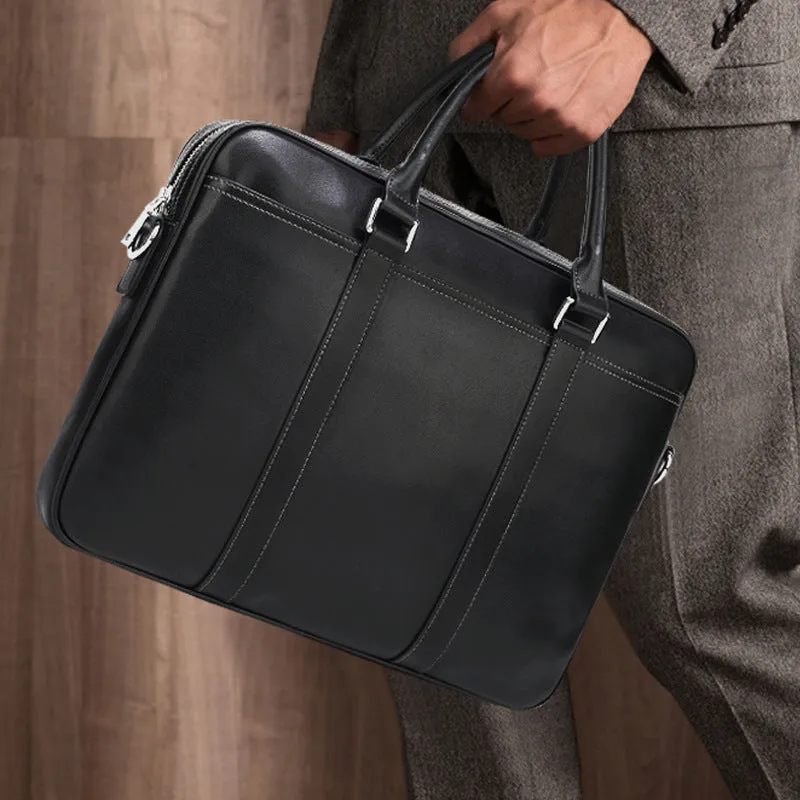 Men's Leather Portable Briefcase & Document Bag - GlamzLife