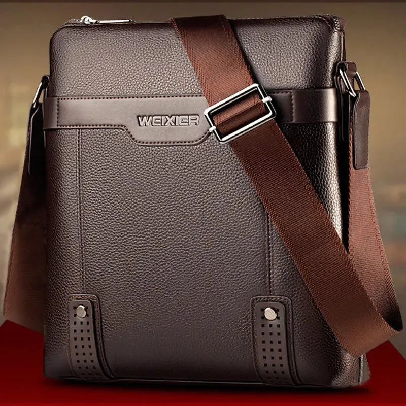 Men's PU Shoulder Bag with Zipper Closure