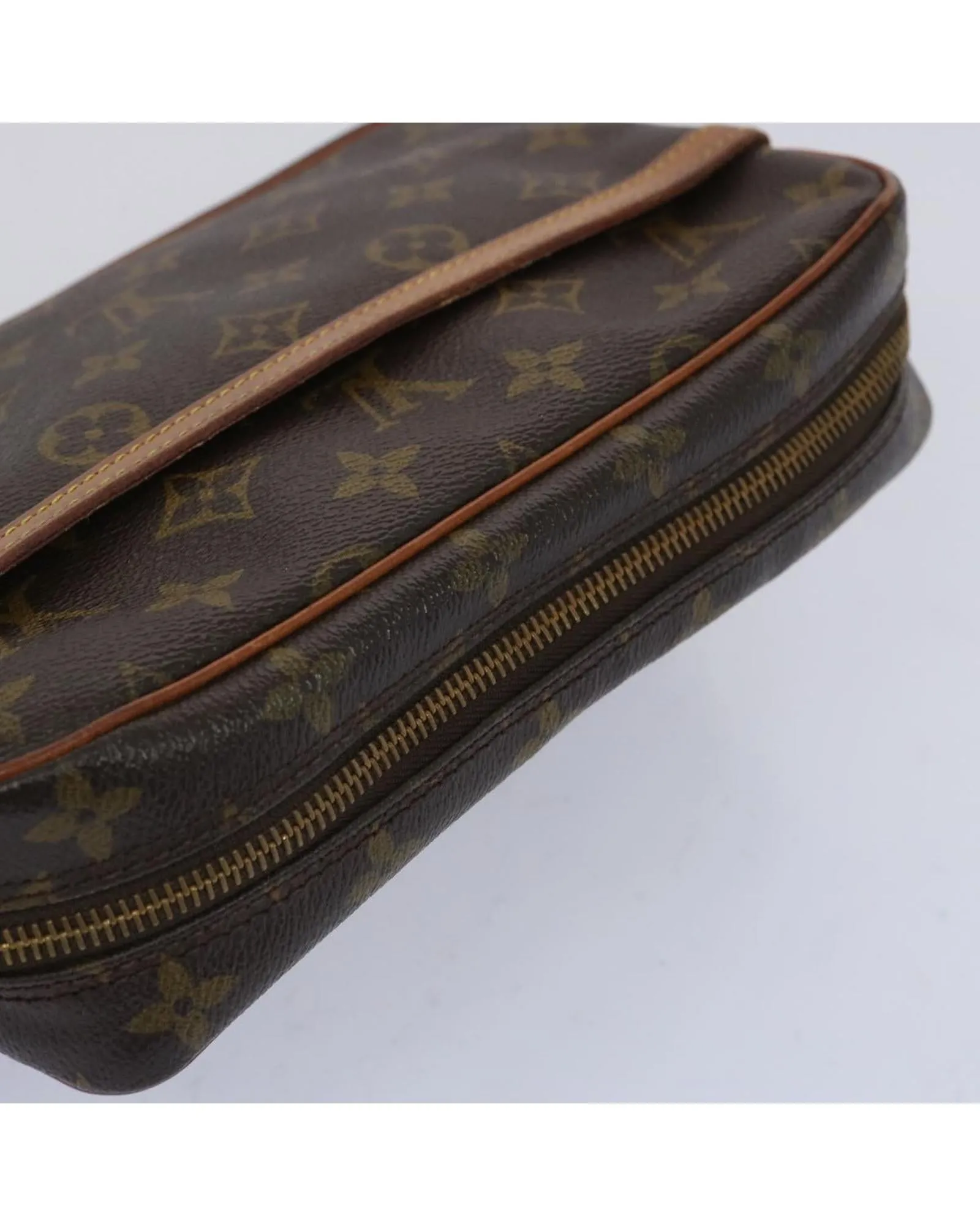 Monogram Canvas Clutch Bag with Zipper Closure