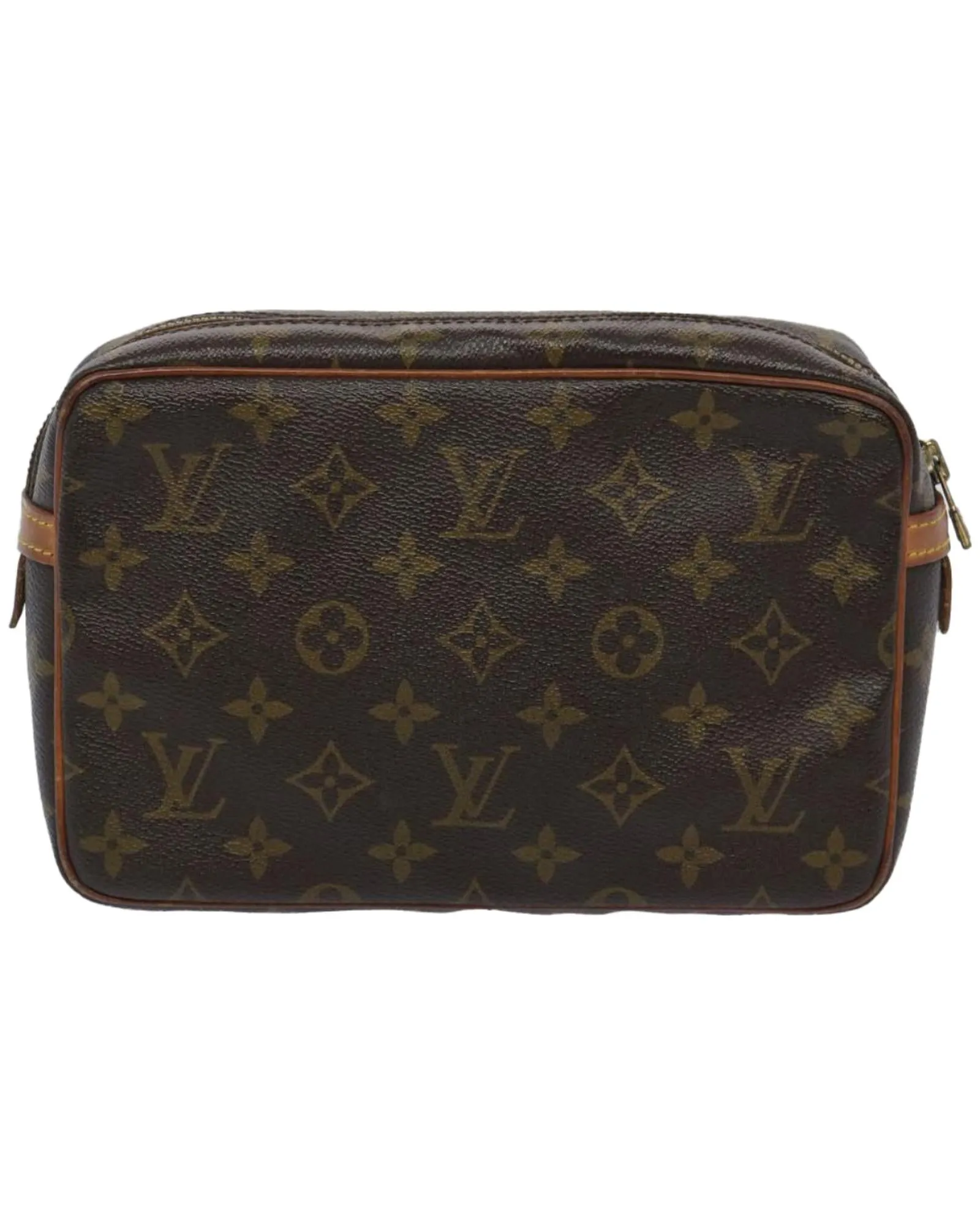 Monogram Canvas Clutch Bag with Zipper Closure