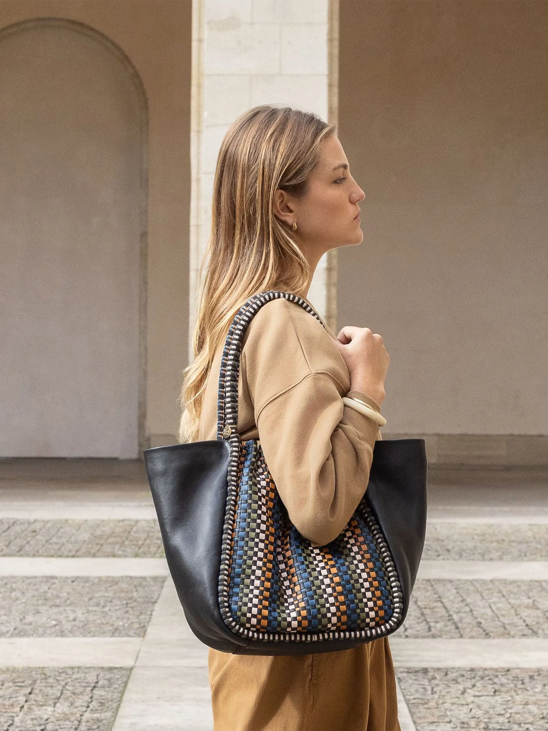Negara gathered leather tote bag