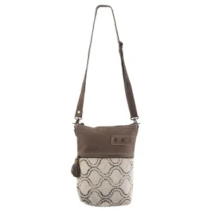 OHLAY KB319 Cross Body Upcycled Wool Upcycled Canvas Genuine Leather women bag western handbag purse