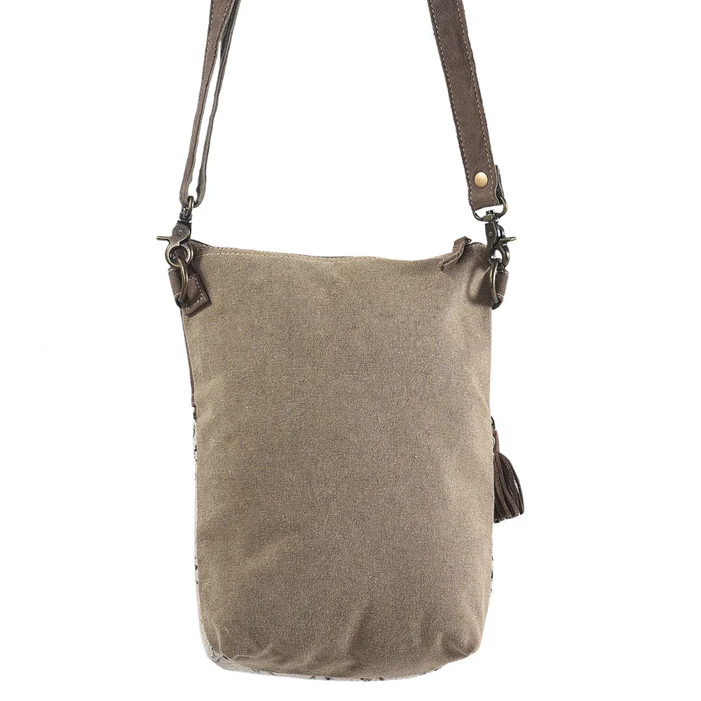 OHLAY KB319 Cross Body Upcycled Wool Upcycled Canvas Genuine Leather women bag western handbag purse
