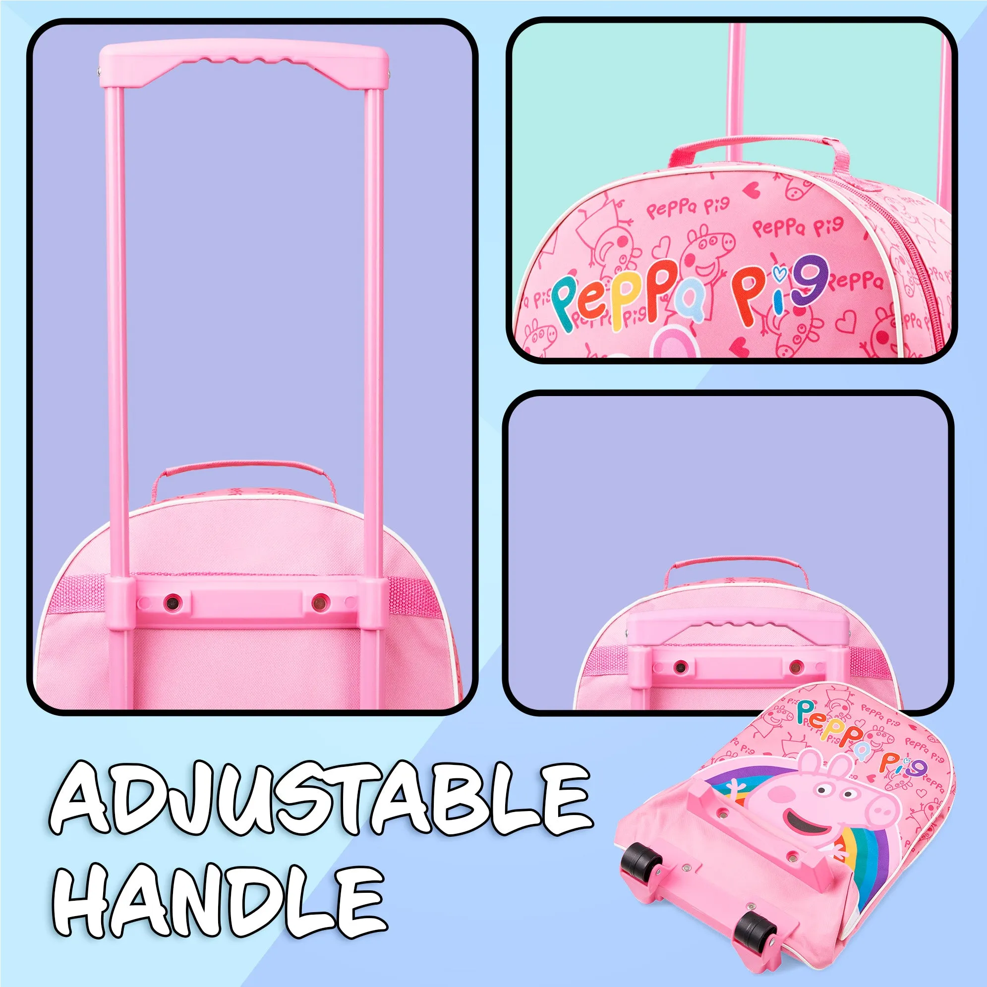 Peppa Pig Suitcase for Girls Carry On Travel Bag with Wheels