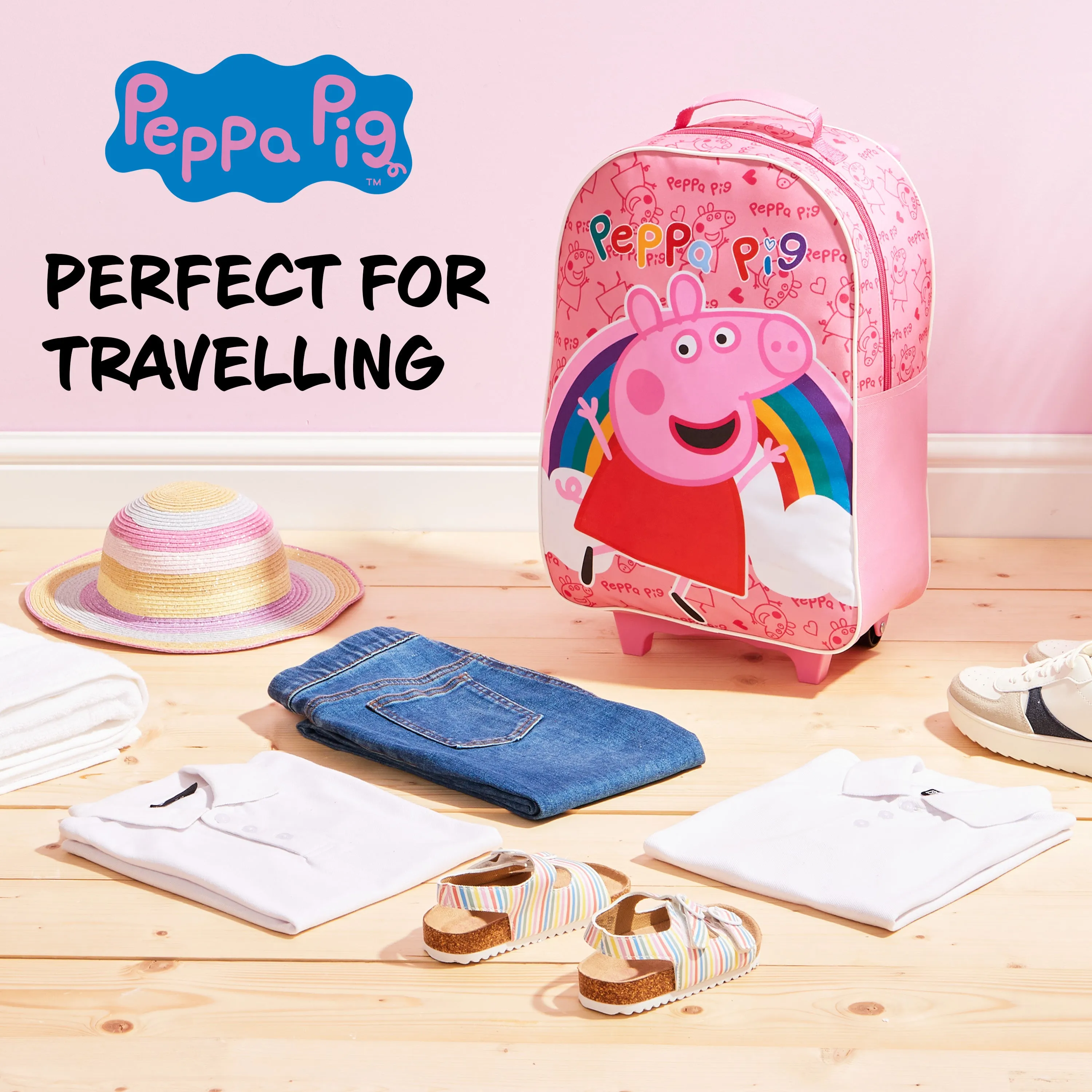 Peppa Pig Suitcase for Girls Carry On Travel Bag with Wheels