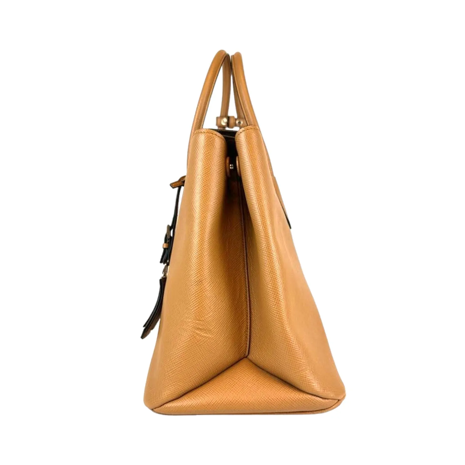 Prada Turnlock Twin Caramel Saffiano Cuir