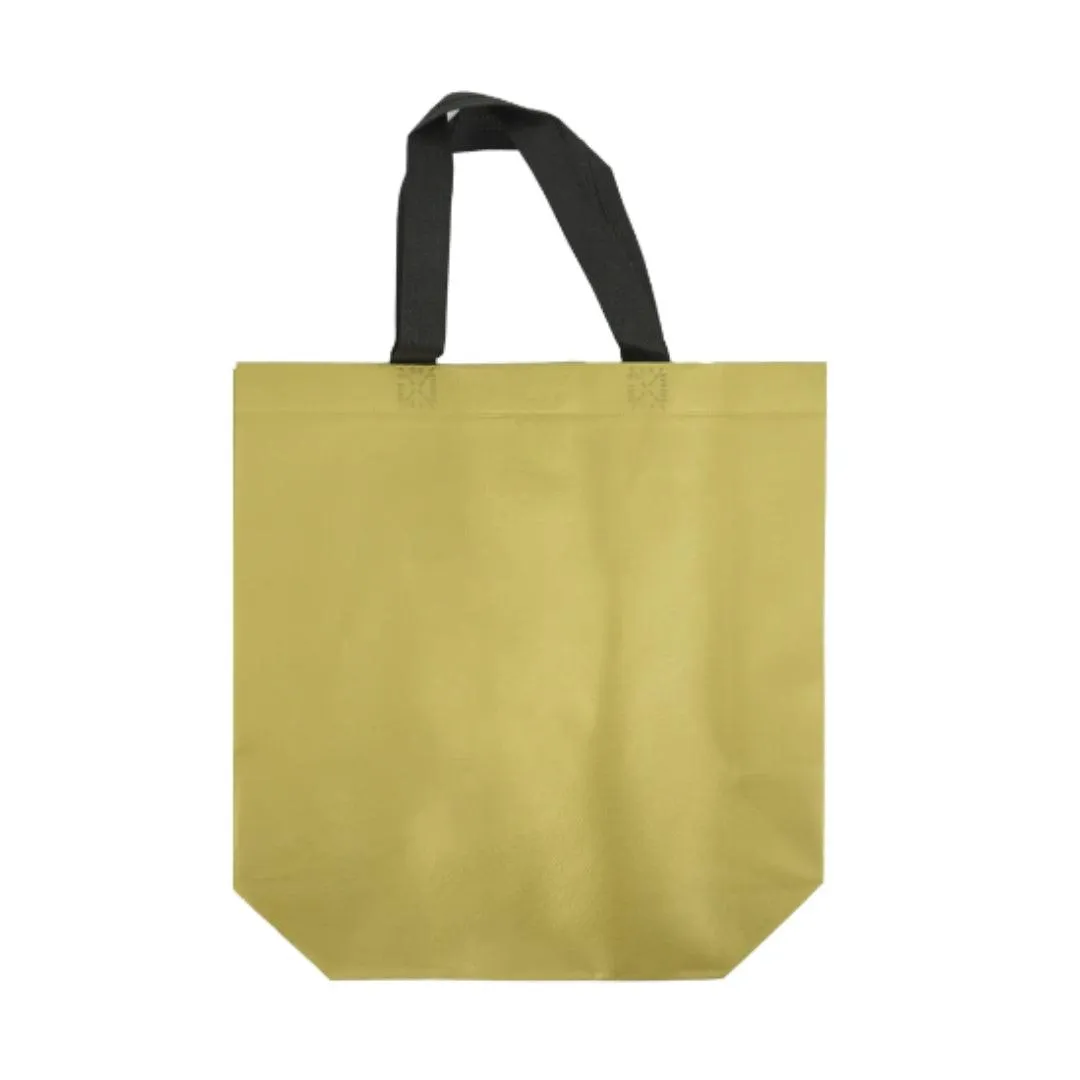 PVC Lamination Bags |Golden Bag with Black Handles | Non Woven Design | Pack of 25 |