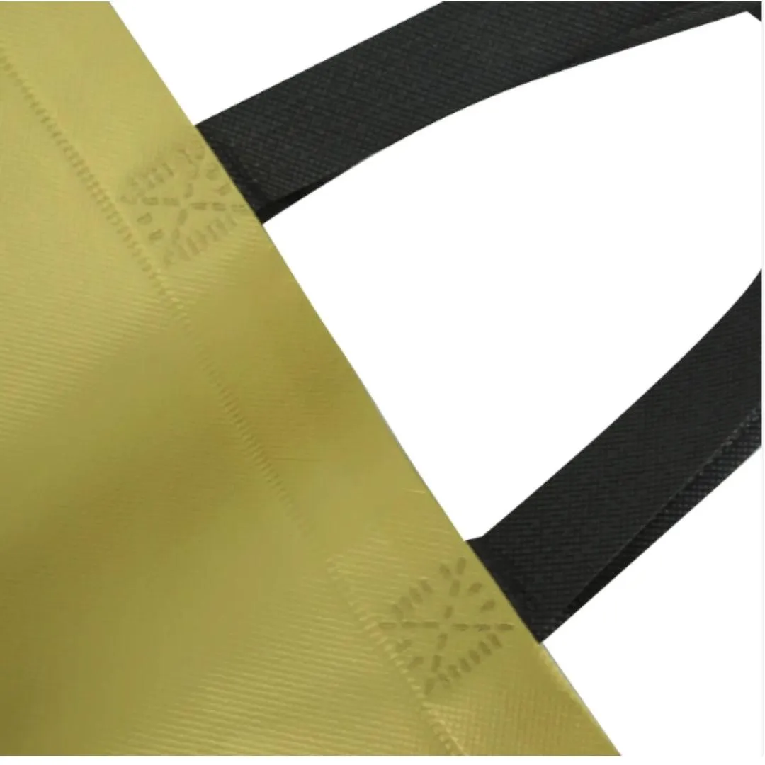 PVC Lamination Bags |Golden Bag with Black Handles | Non Woven Design | Pack of 25 |