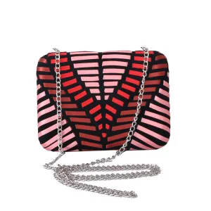 Red & Pink Ribbon Structured Clutch