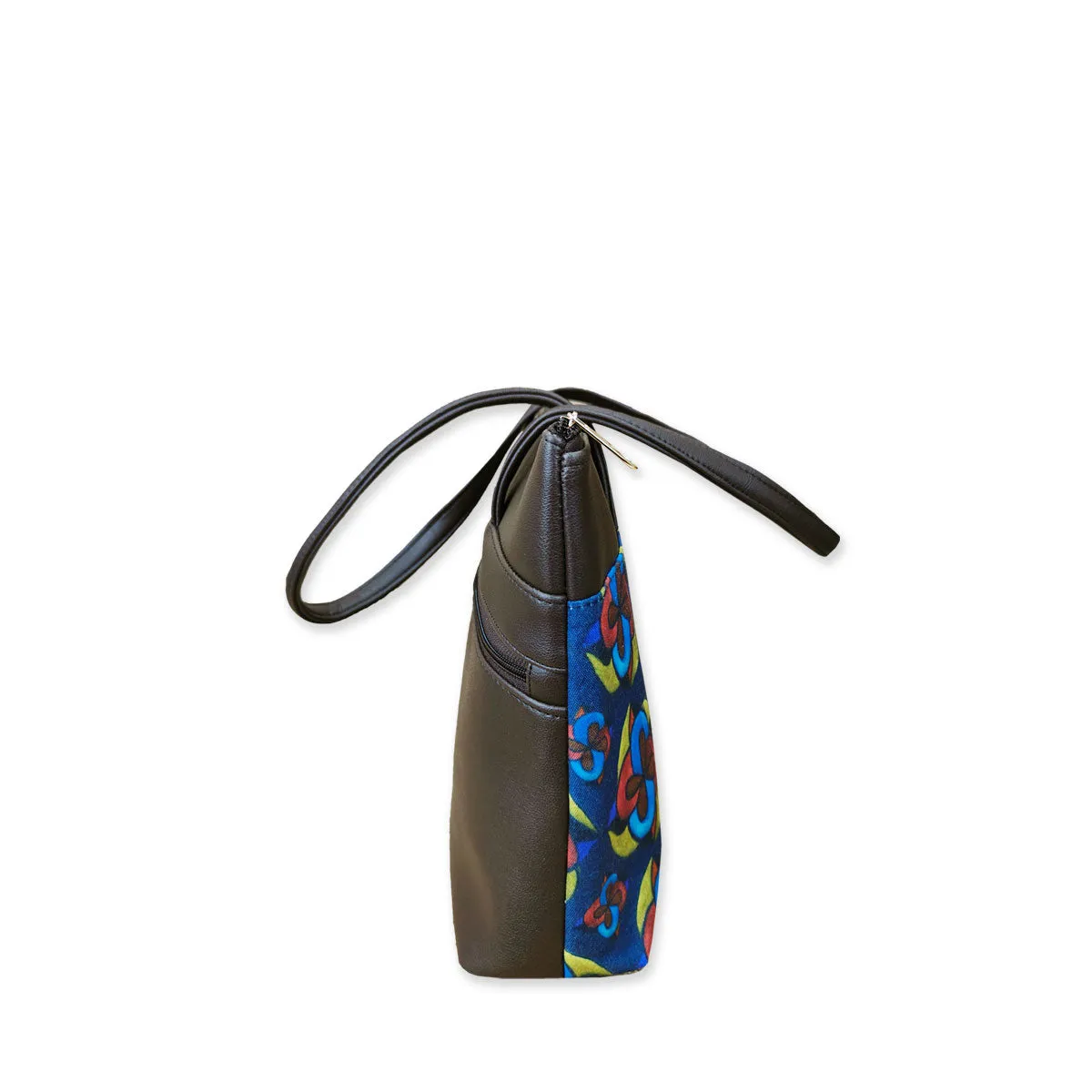 Red Blue Flower Kollam Tote/Pouch Combo