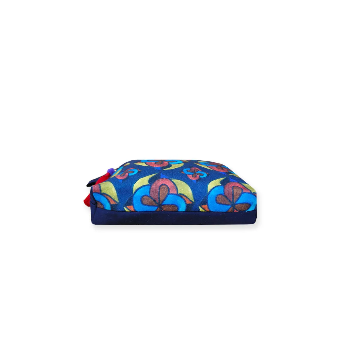 Red Blue Flower Kollam Tote/Pouch Combo