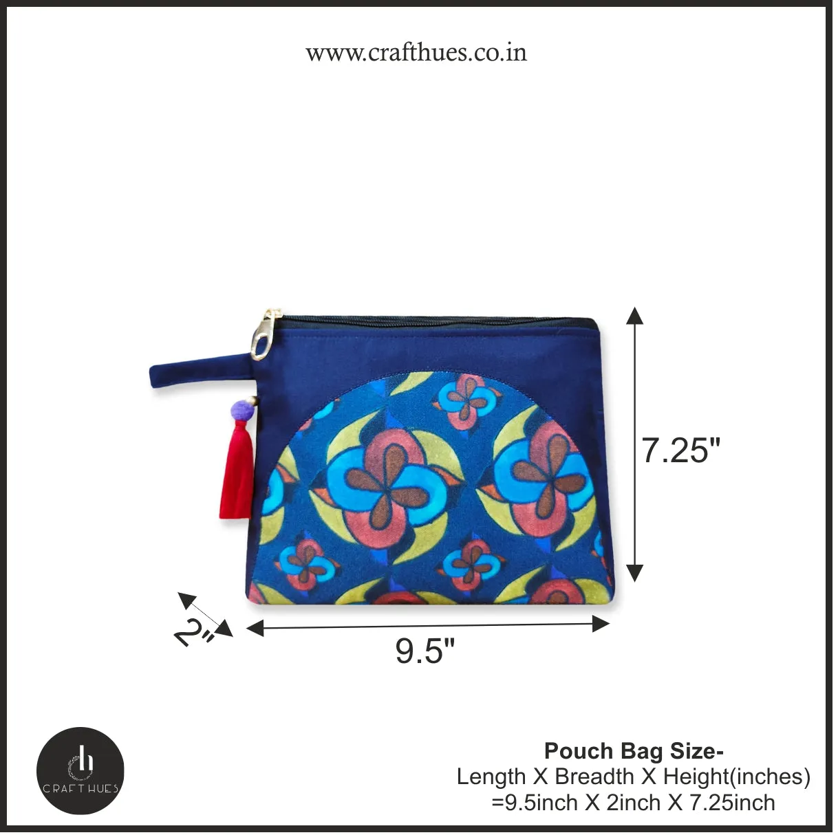 Red Blue Flower Kollam Tote/Pouch Combo
